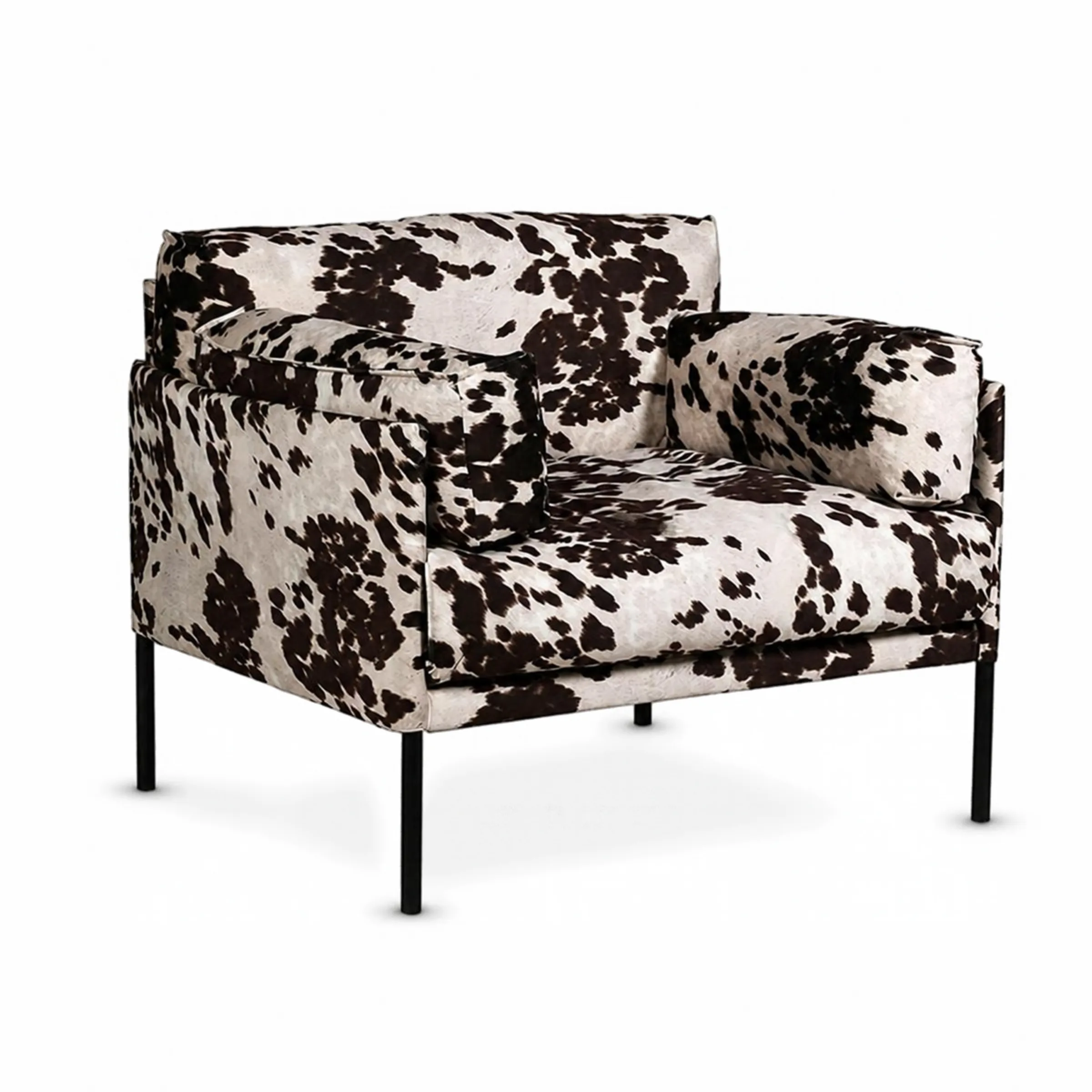 Black and White Cowhide Print Modern Lounge Chair