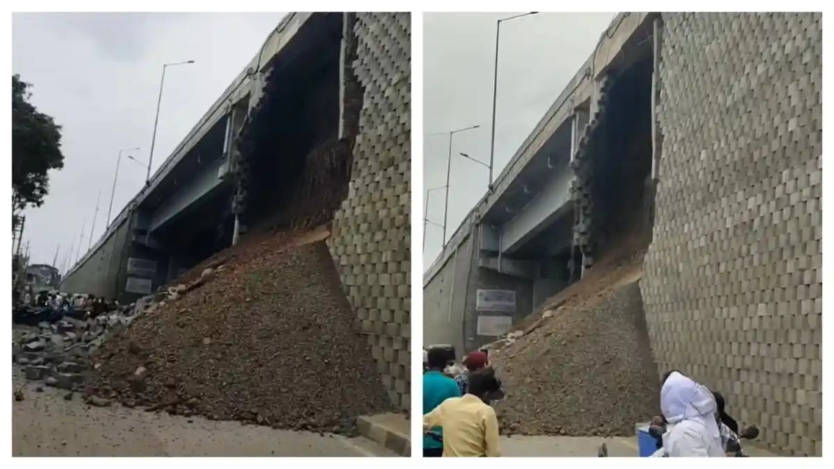 नांदेड-लातूर महामार्गावर नवनिर्मित उड्डाणपूल कोसळला, दोन विद्यार्थिनी जखमी