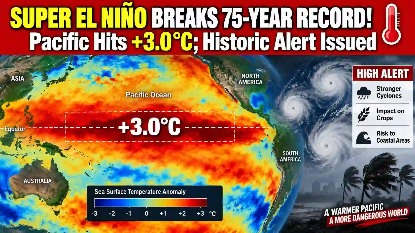 Super El Niño Breaks Records as ISRO Forecasts 3 Cyclones With 83% Higher PDI
