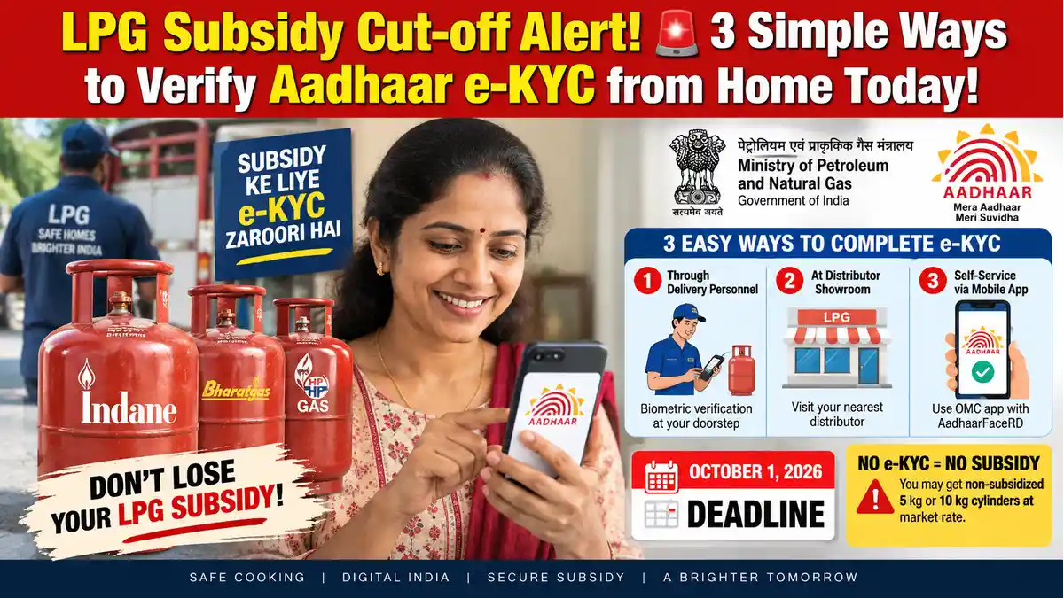 LPG Subsidy Lock: Mandatory Biometric Aadhaar e-KYC Enforced from October 1; Unauthenticated Users Shifted to Market-Rate Cylinders