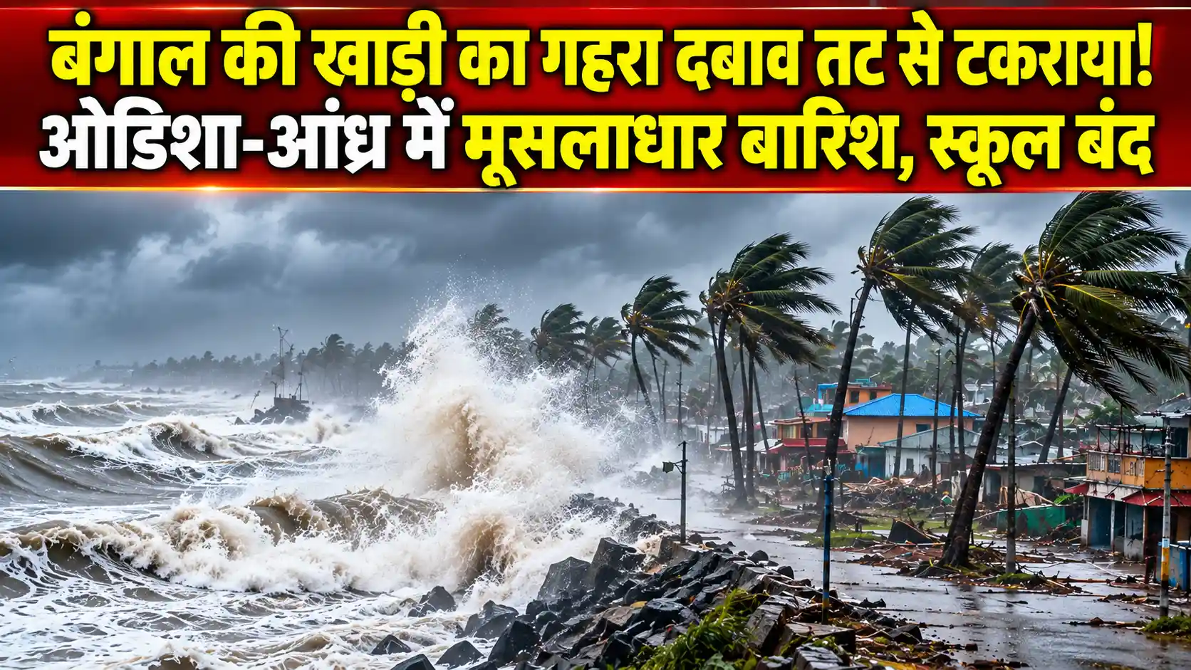 बंगाल की खाड़ी में बना ‘डीप डिप्रेशन’ कलिंगपट्टनम तट से टकराया: ओडिशा-आंध्र प्रदेश में मूसलाधार बारिश, स्कूल बंद; राहत शिविरों के लिए प्रशासन अलर्ट