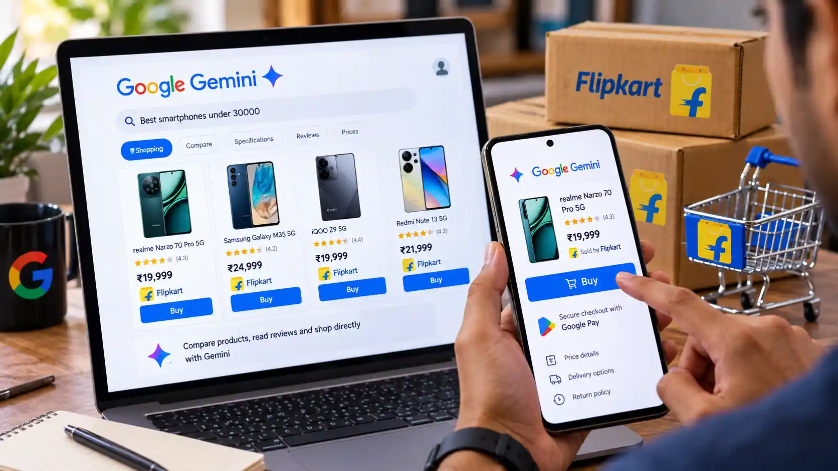 Gemini मध्ये Flipkart ची थेट खरेदी? Google कडून भारतात AI Shopping फीचरची चाचणी