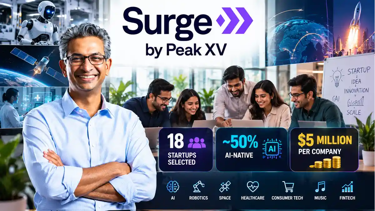 Peak XV Surge 12: Early-Stage Venture Shifts as AI Merges with Satellites, Robots, and $5M Seed Cheques