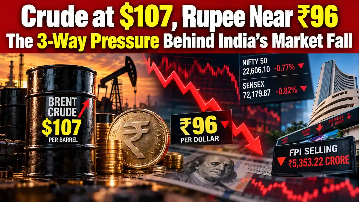 Indian Stock Market Falls as Brent Crude Crosses $107 and Rupee Weakens Past 96 per Dollar