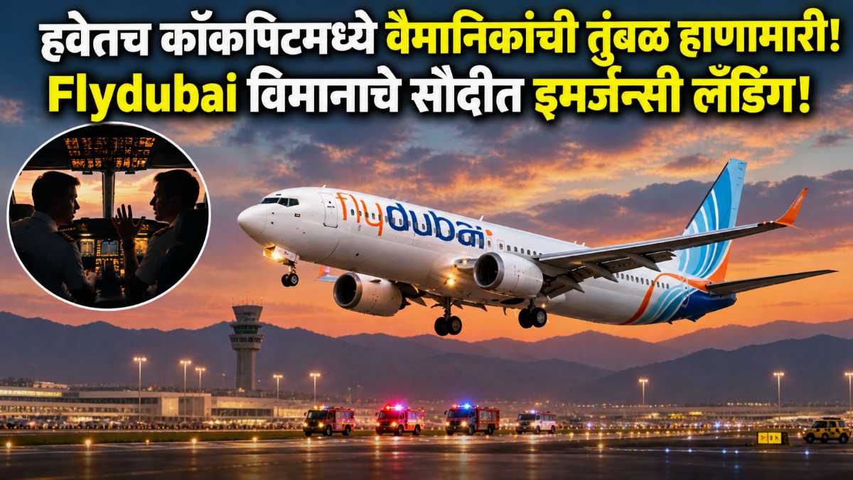 दुबई–तेल अवीव Flydubai विमानात हवेतच कॉकपिटमध्ये थरार : सौदीतील ताबूकमध्ये विमानाचे सुरक्षित आपत्कालीन लँडिंग