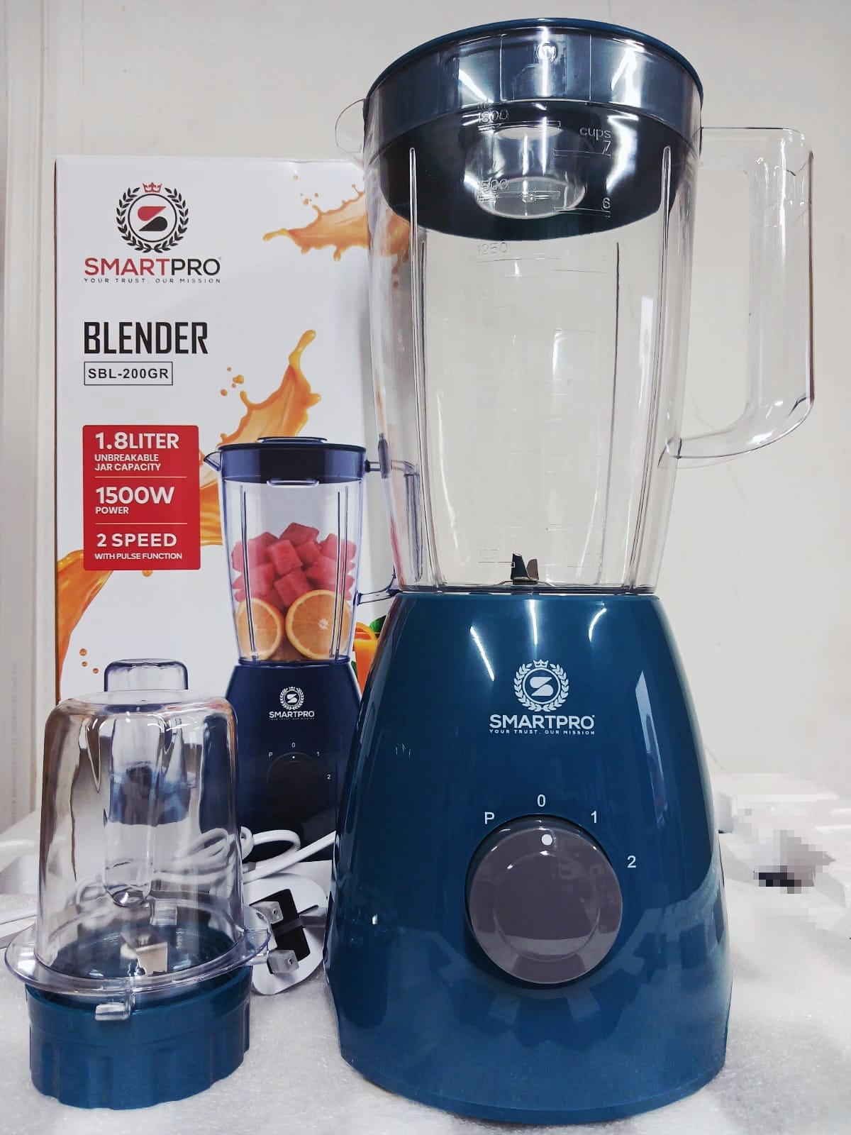 SmartPro SBL-200GR 2-in-1 Heavy Duty Electric Blender & Spice Grinder (1.8L, 1500W)