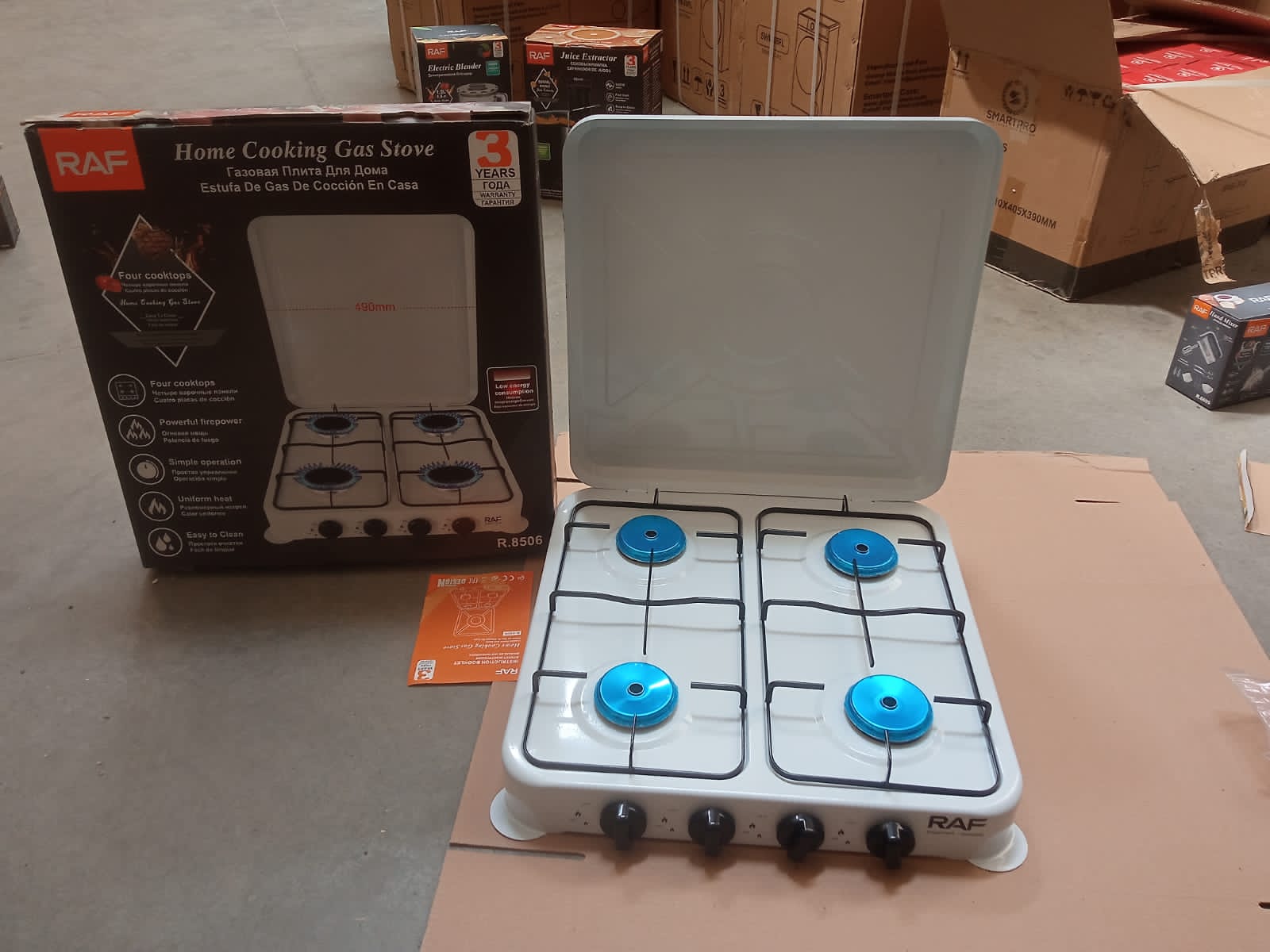 RAF R.8506 4-Burner Tabletop Gas Stove with Cover