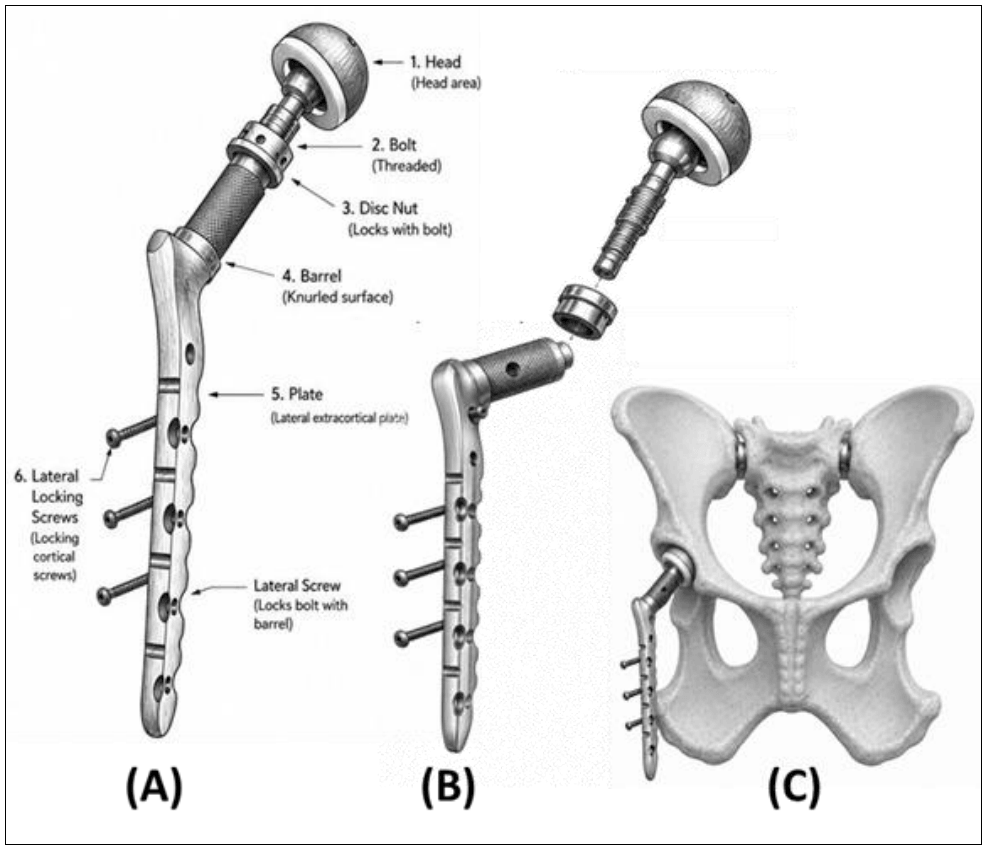 Design concept of an extracortical implant for canine total hip replacement: A technical note