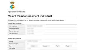 A partir d'ara es pot obtenir el Volant d'Empadronament des del web municipal