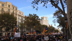 Un autobús de l'Escala a la manifestació de dissabte