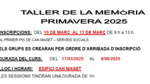 Els tallers de la memòria  de primavera s'amplien a 5 grups