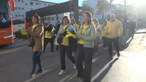 Acció informativa del sector educatiu abans de la vaga de dijous i divendres