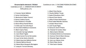 Totes les candidatures a les eleccions - llista provisional