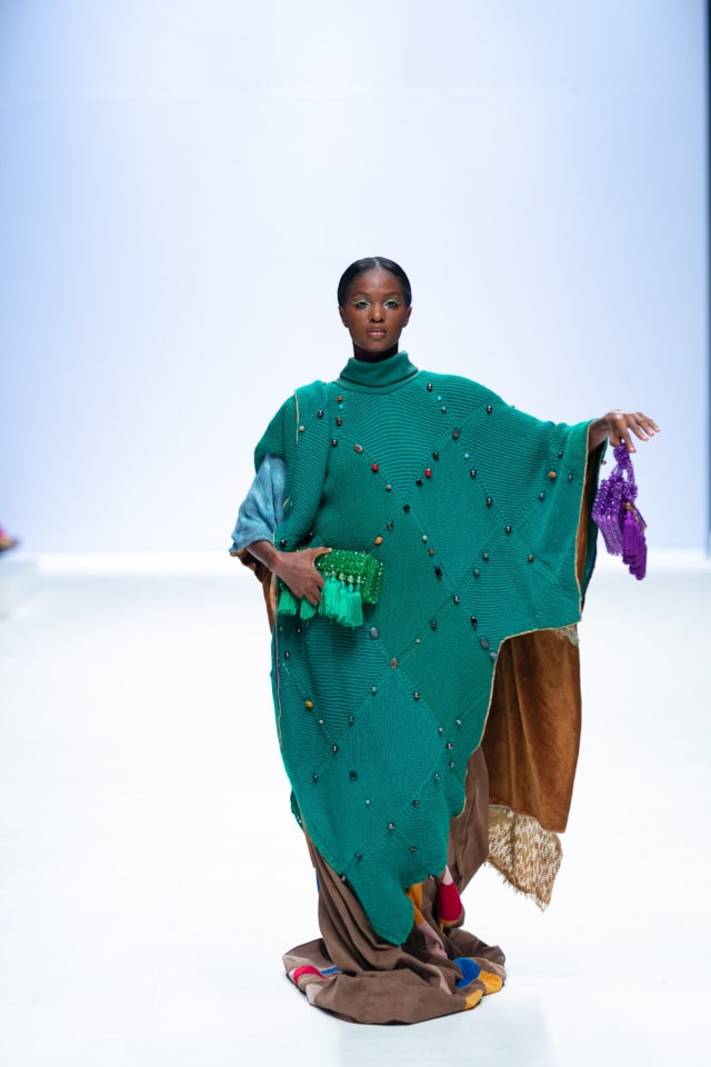 Look one from LFW's green access 2022 finalist - Heru Shezi