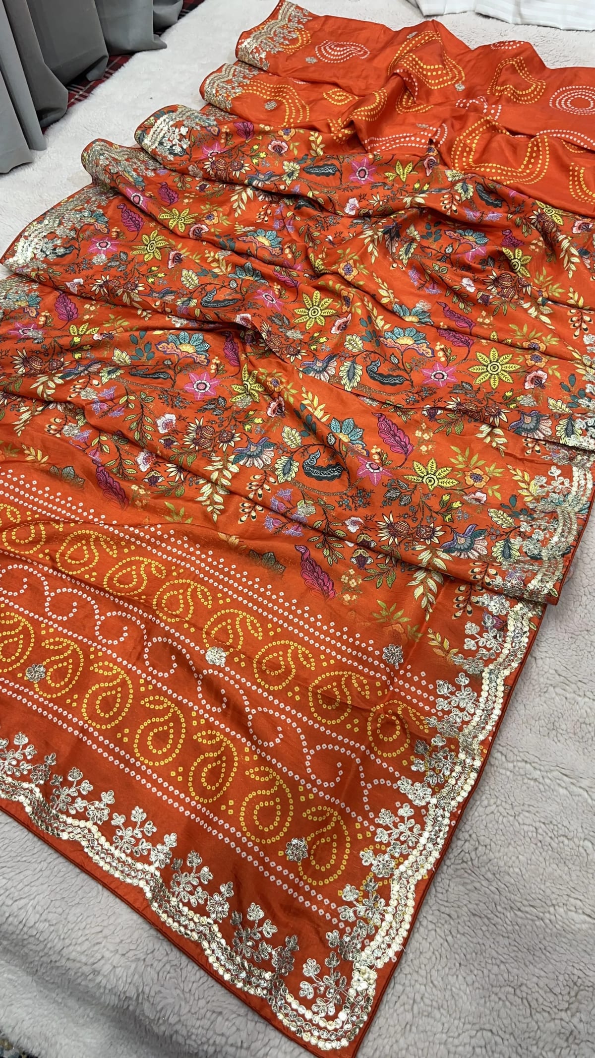 Premium Tussar Silk Fabric Designer Saree with Elegant Gotta Patti & Sequin Embellishment