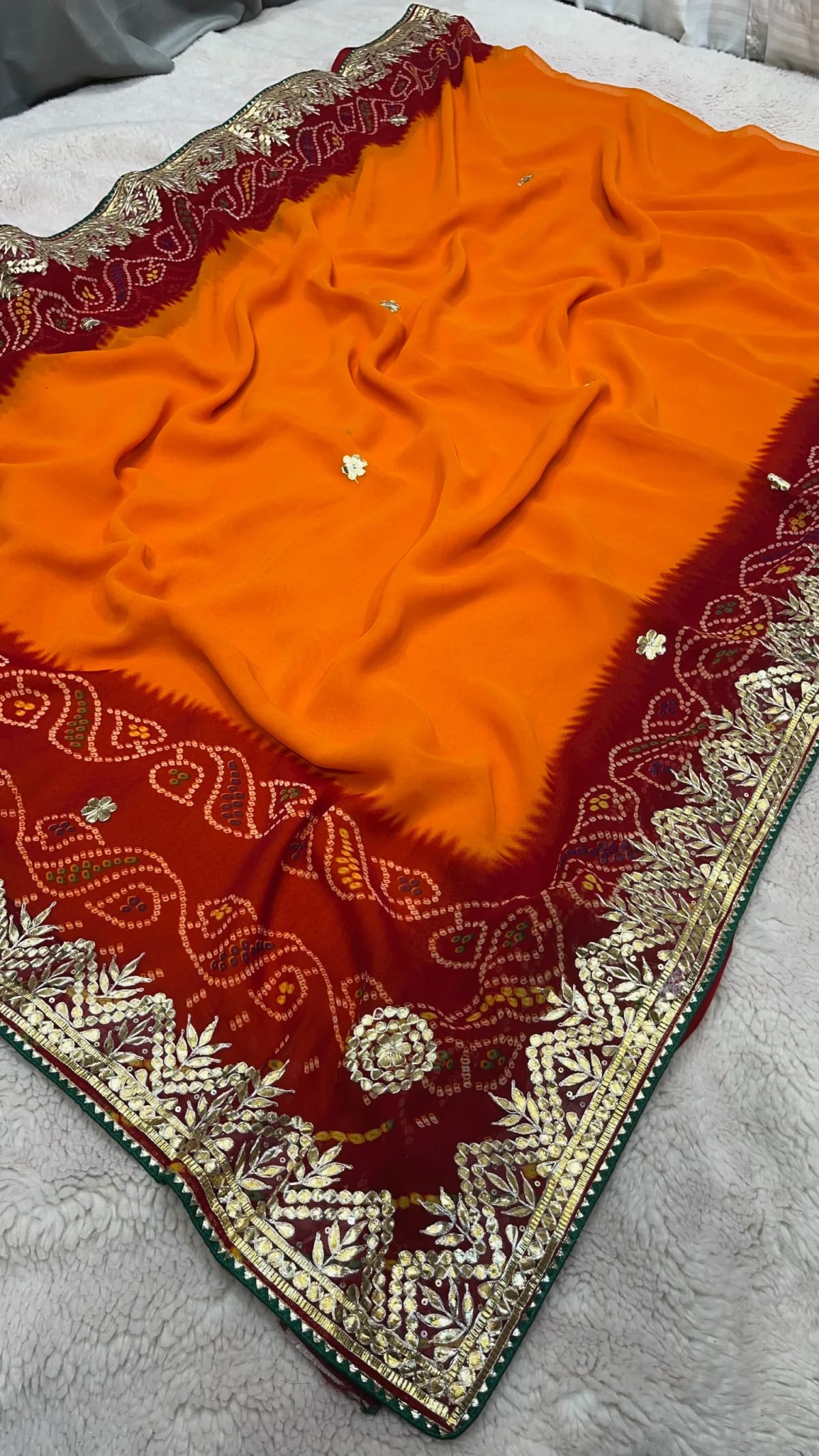 Designer Yellow Georgette Fabric Saree with Exquisite Handmade Gotta Patti Detailing – Party Wear Saree
