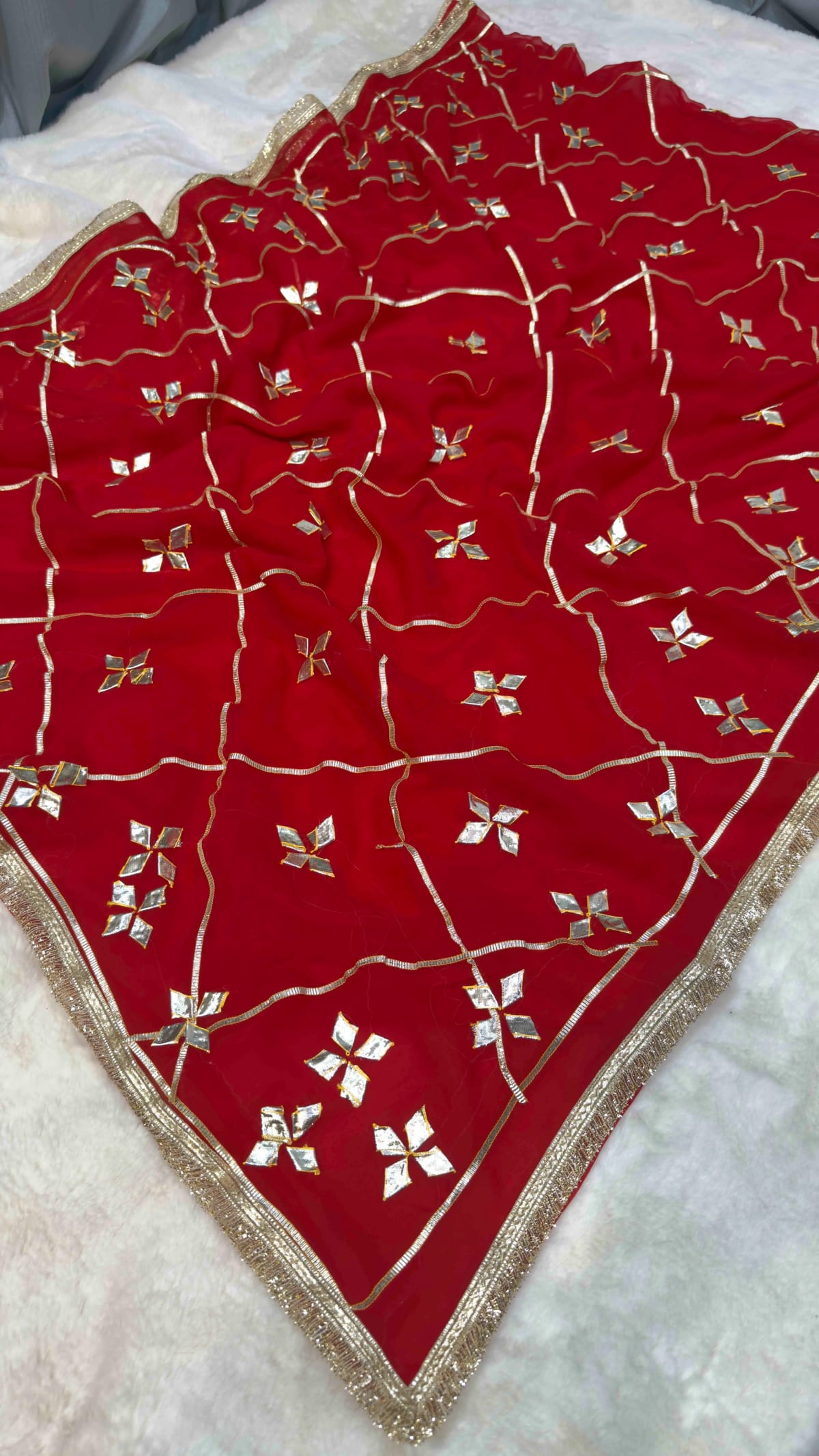 Traditional Kacha Gota Work Georgette Fabric Saree | Designer Festive & Wedding Wear