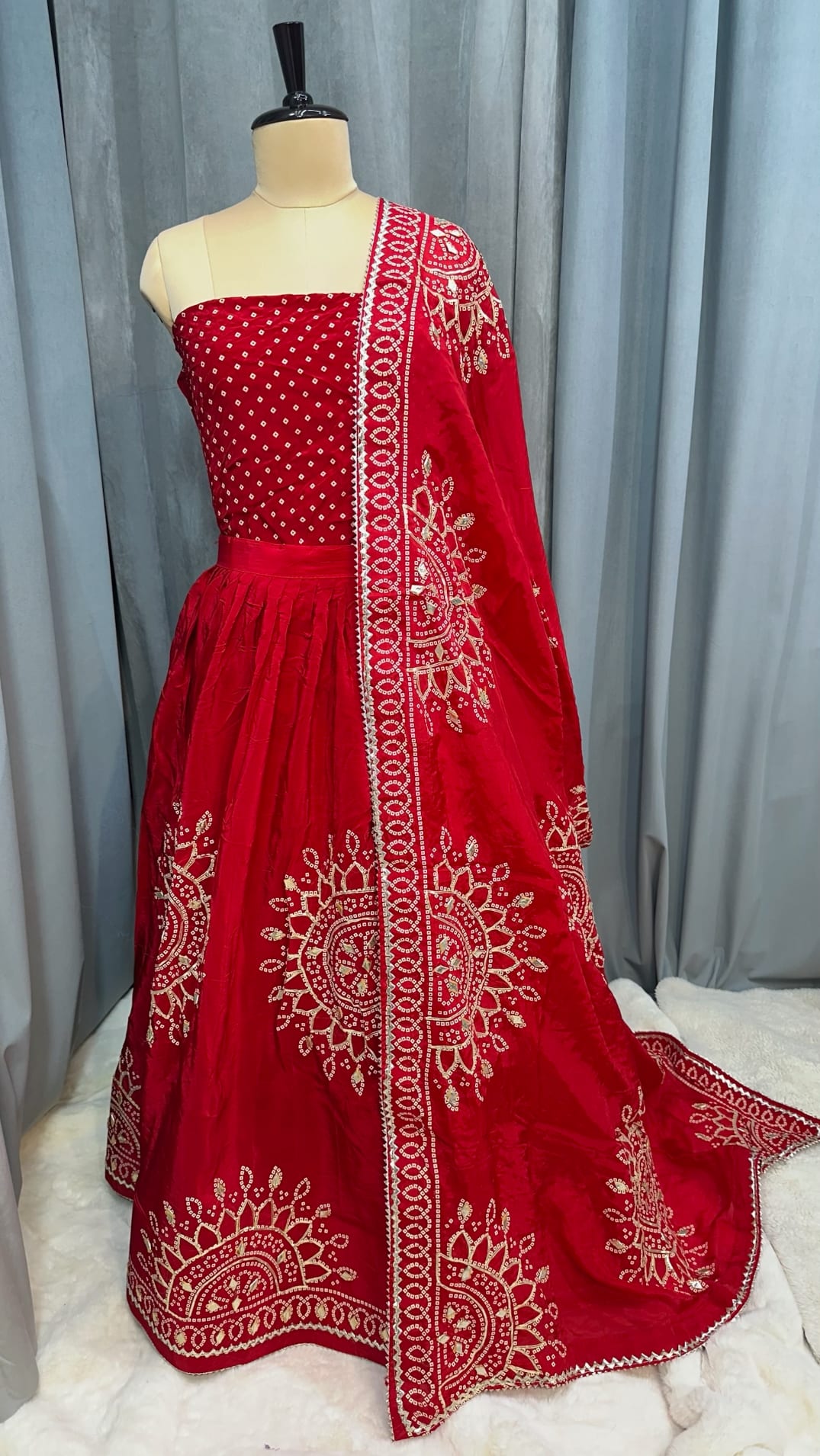 Designer Ghatchola Lehenga Chunni Set in Pure Upada Silk Fabric with Kaccha Gotta Jaal Work