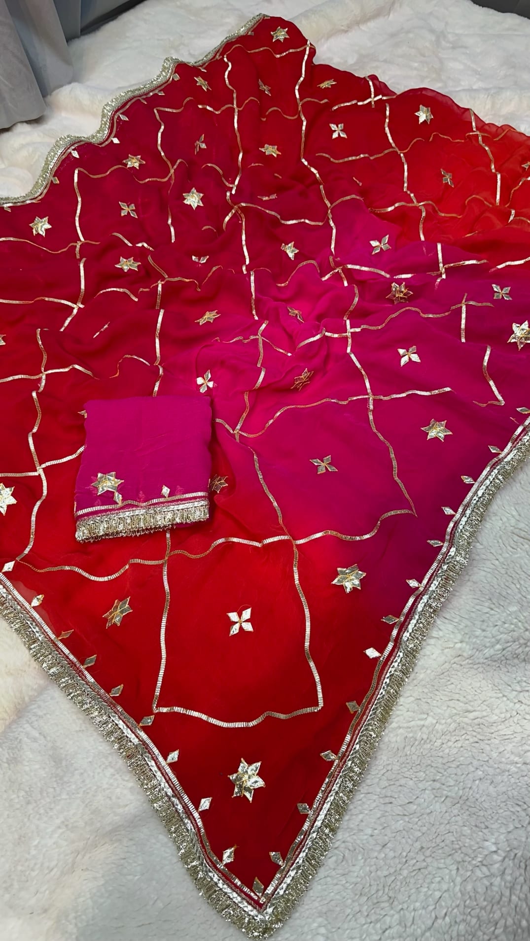 Pure Chiffon Fabric Saree with Elegant Kaccha Gotta Jaal Work