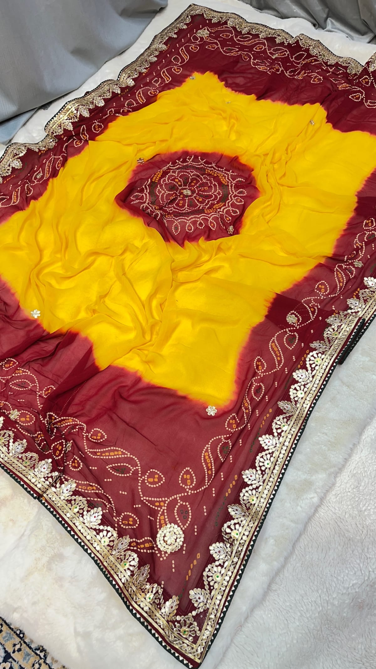 Premium Lemon Pilla Odhna – Viscose Georgette Fabric Rajasthani Dupatta with Traditional Gotta Patti Work