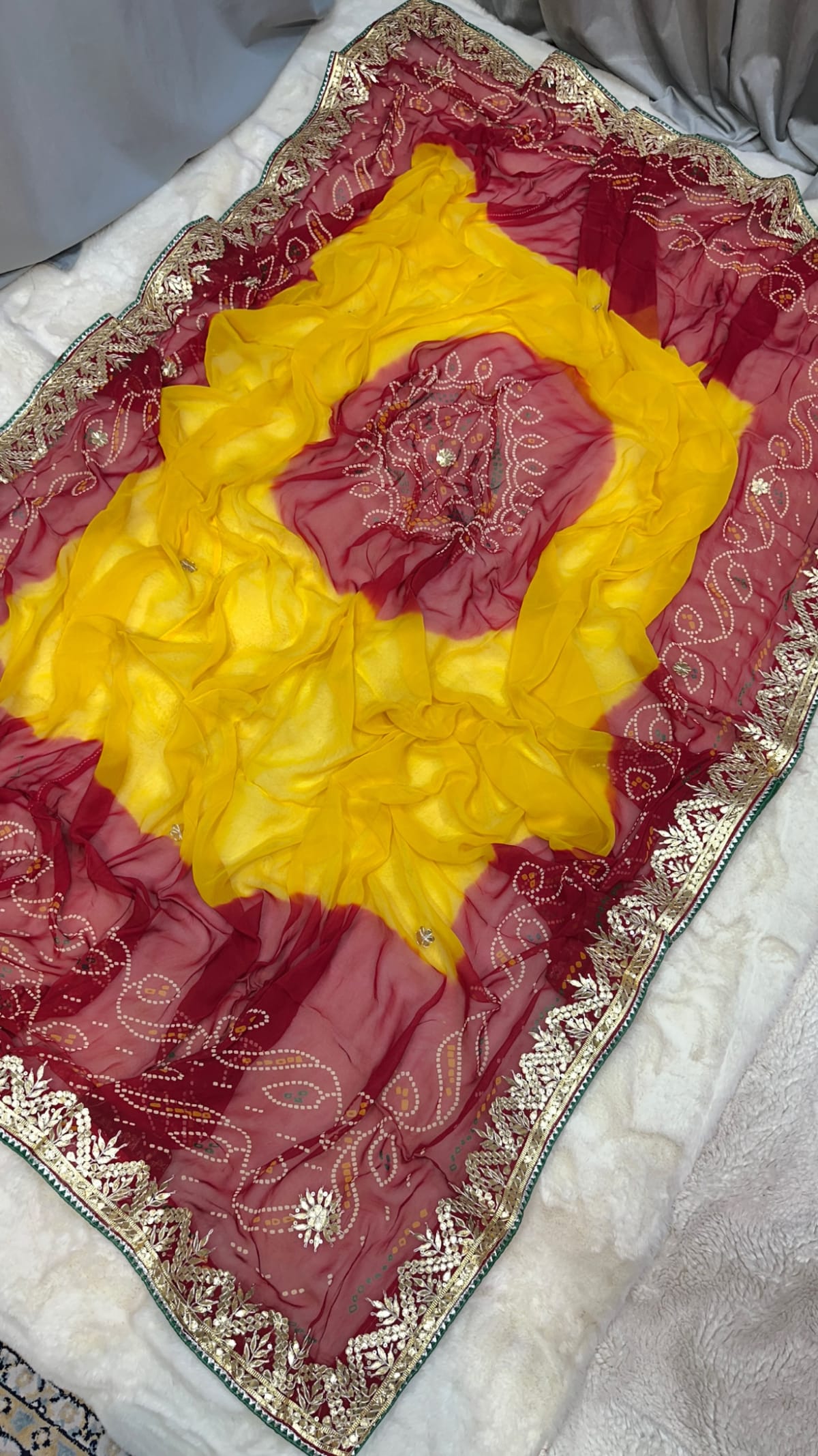 Lemon Pilla Odhna – Viscose Georgette Fabric Rajasthani Dupatta with Traditional Gotta Patti Work