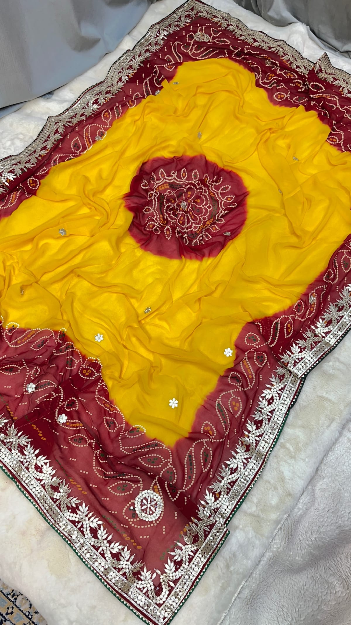 Lemon Pilla Odhna – Viscose Georgette Fabric Rajasthani Dupatta with Elegant Gotta Patti Work
