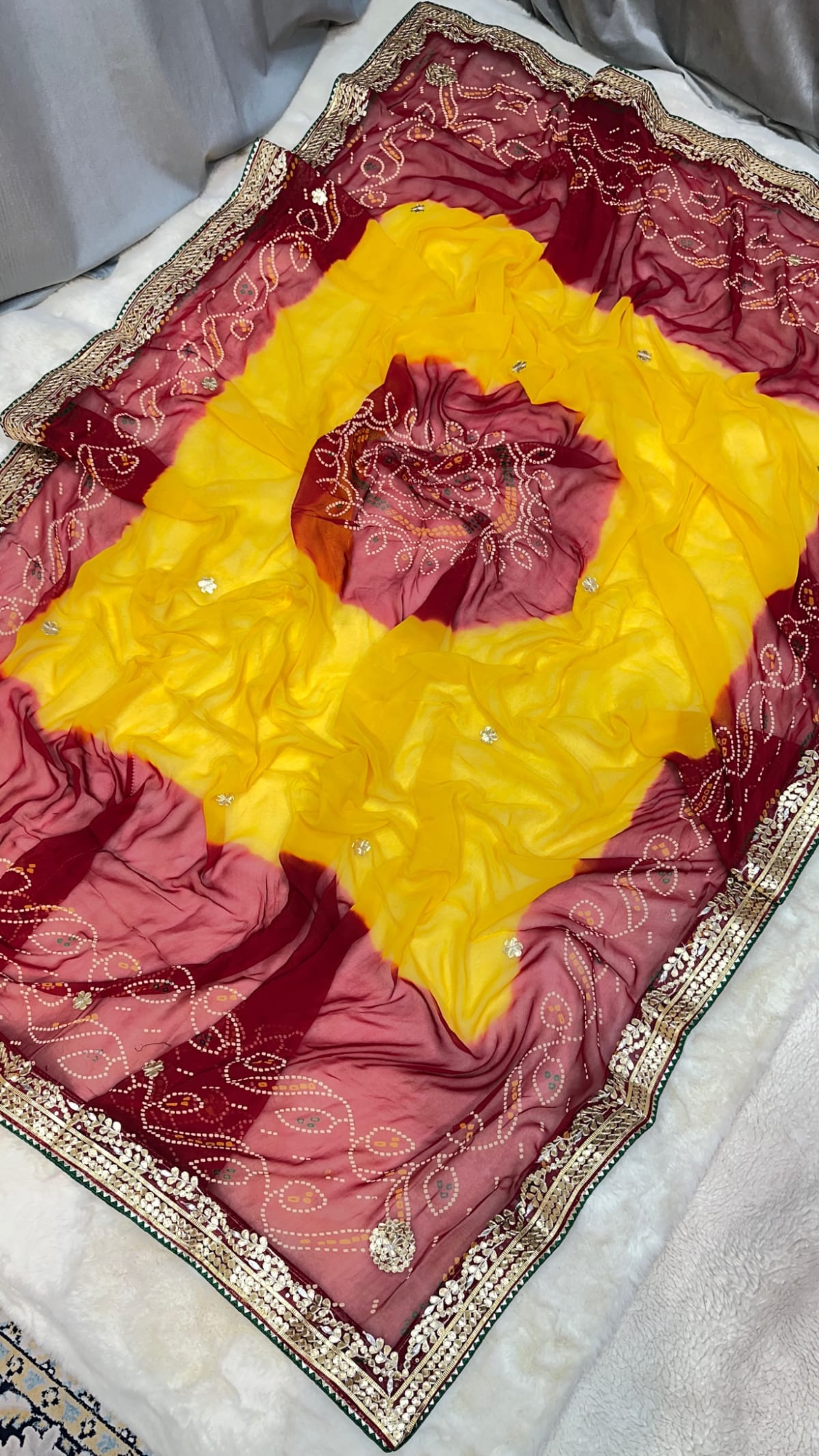 Premium Lemon Pilla Odhna – Viscose Georgette Fabric Rajasthani Dupatta with Designer Gotta Patti Work