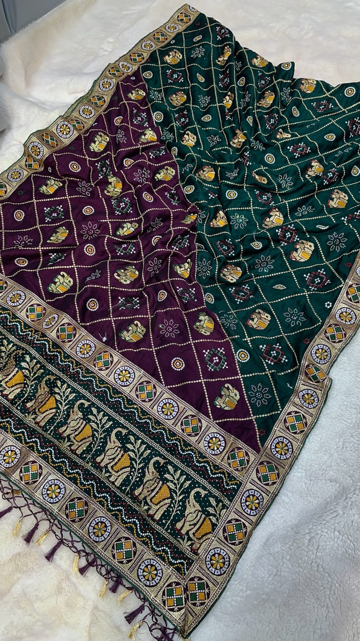 Designer Rajwadi Dola Moss Silk Fabric Saree with Diamond Stone Work – Royal Ethnic Wedding & Festive Wear Saree