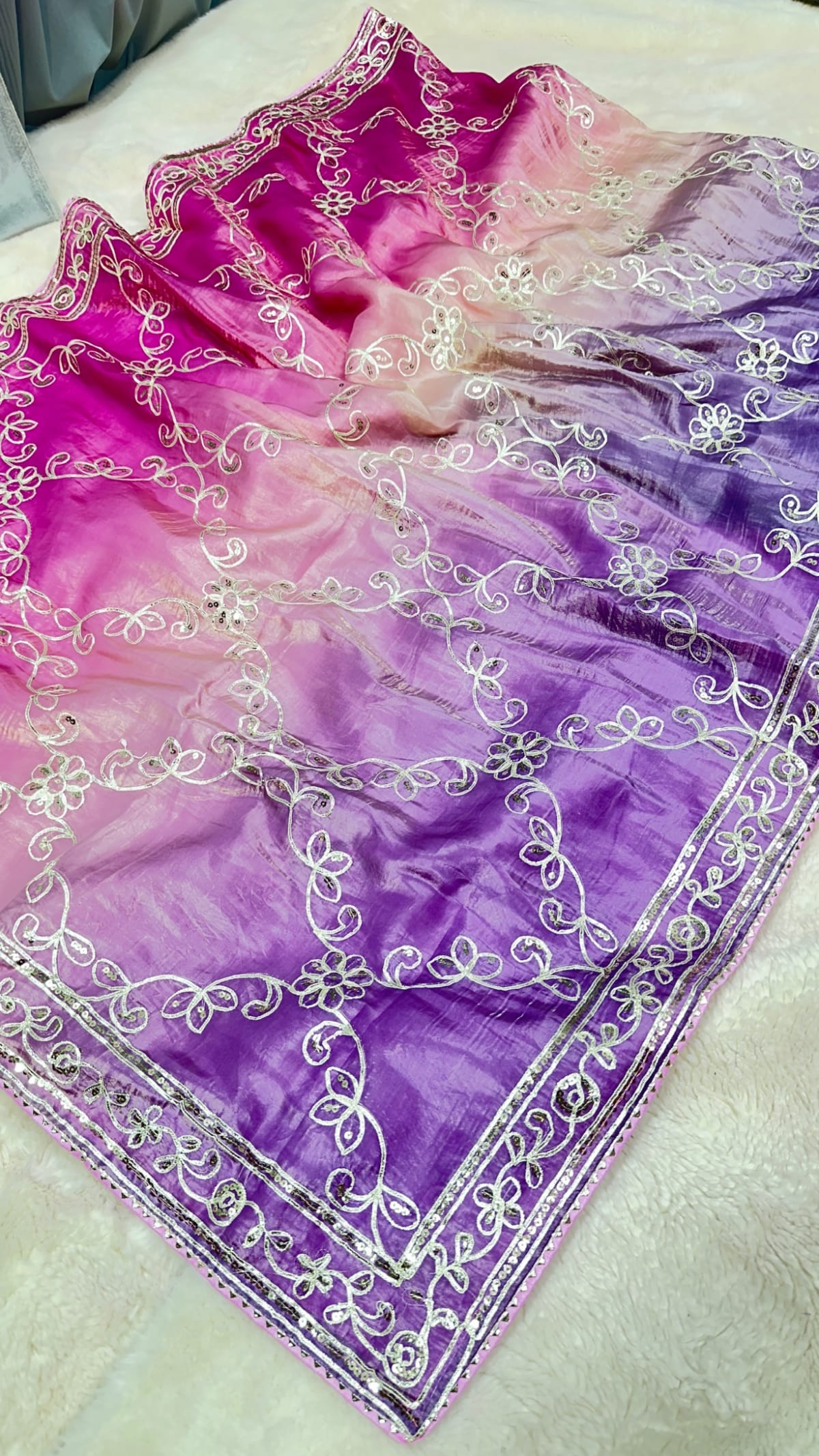 Designer Tie-Dye HO Silk Fabric Saree with Kacha Gotta Patti & Sequin Work – Premium Festive & Wedding Wear Saree
