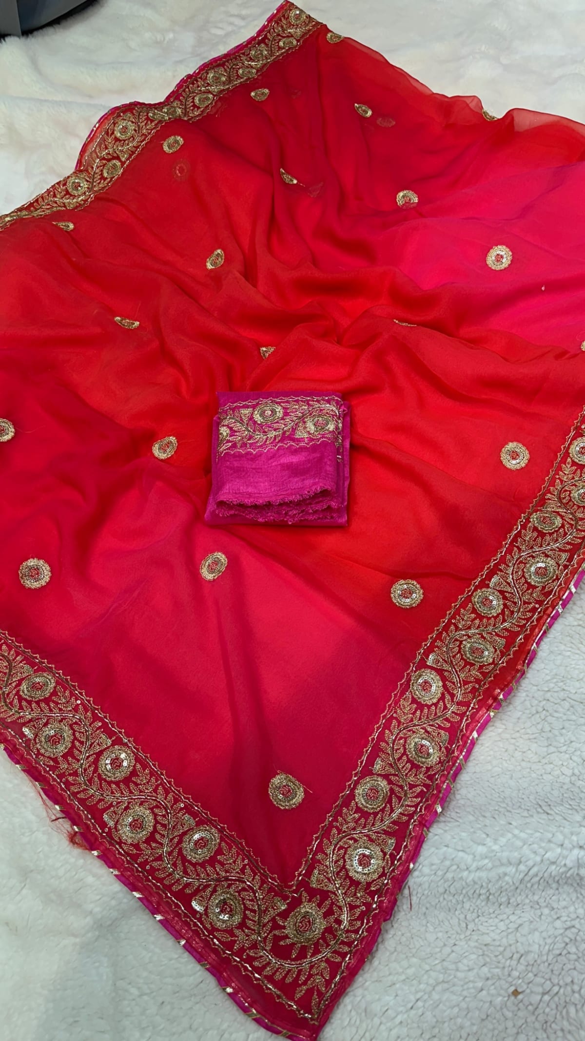 Designer Georgette Fabric Saree with Resham Zari Sequence & Aari Work – Premium Party Wear & Wedding Collection Saree