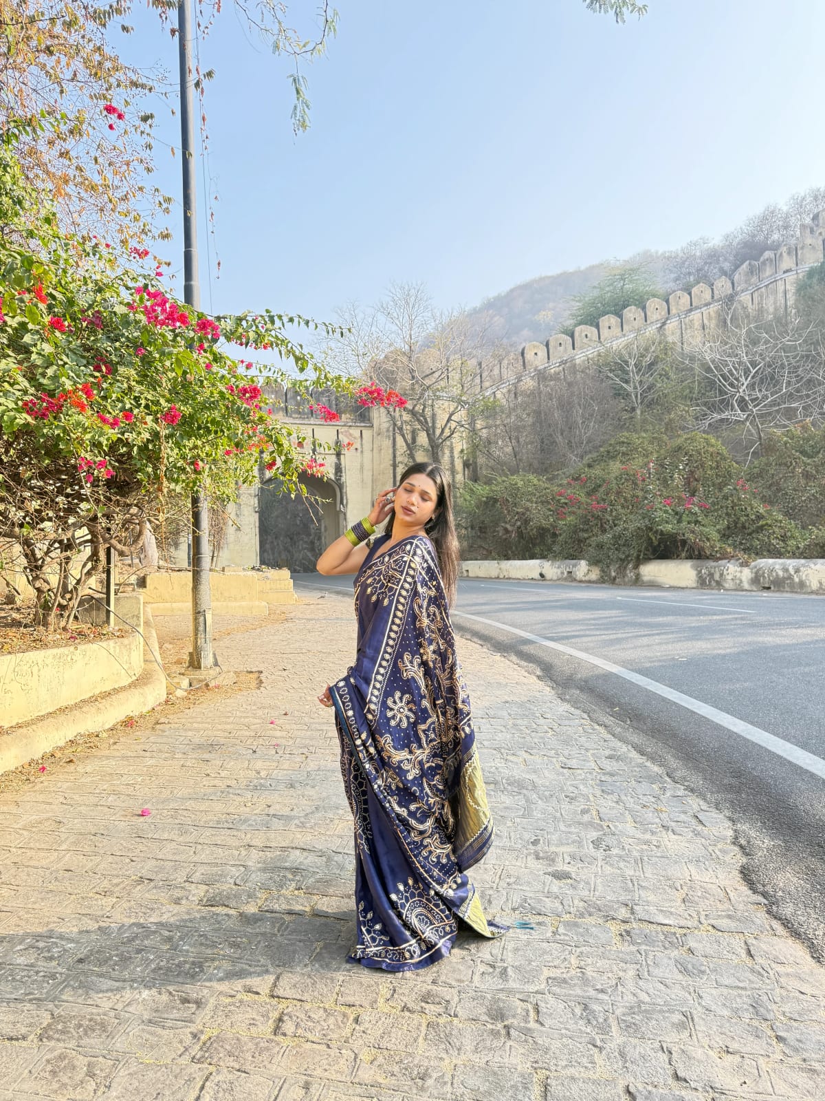 Modal Silk Fabric Saree with Traditional Kaccha Gota Work – Elegant Festive Ethnic Wear