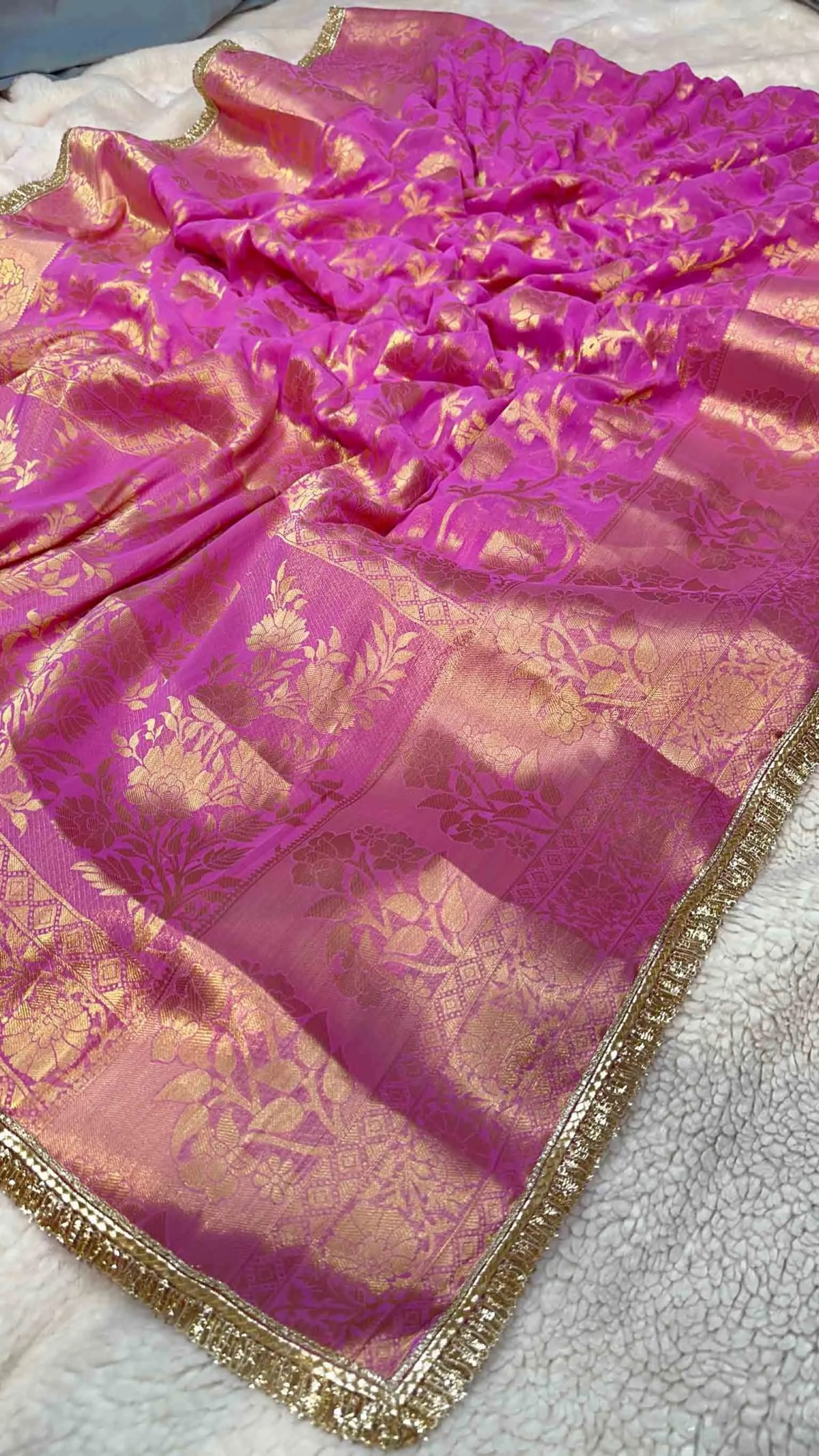 Designer Banarasi Georgette Fabric Saree with Zari Weaving & Trending Border – Luxury Ethnic Party Wear Saree