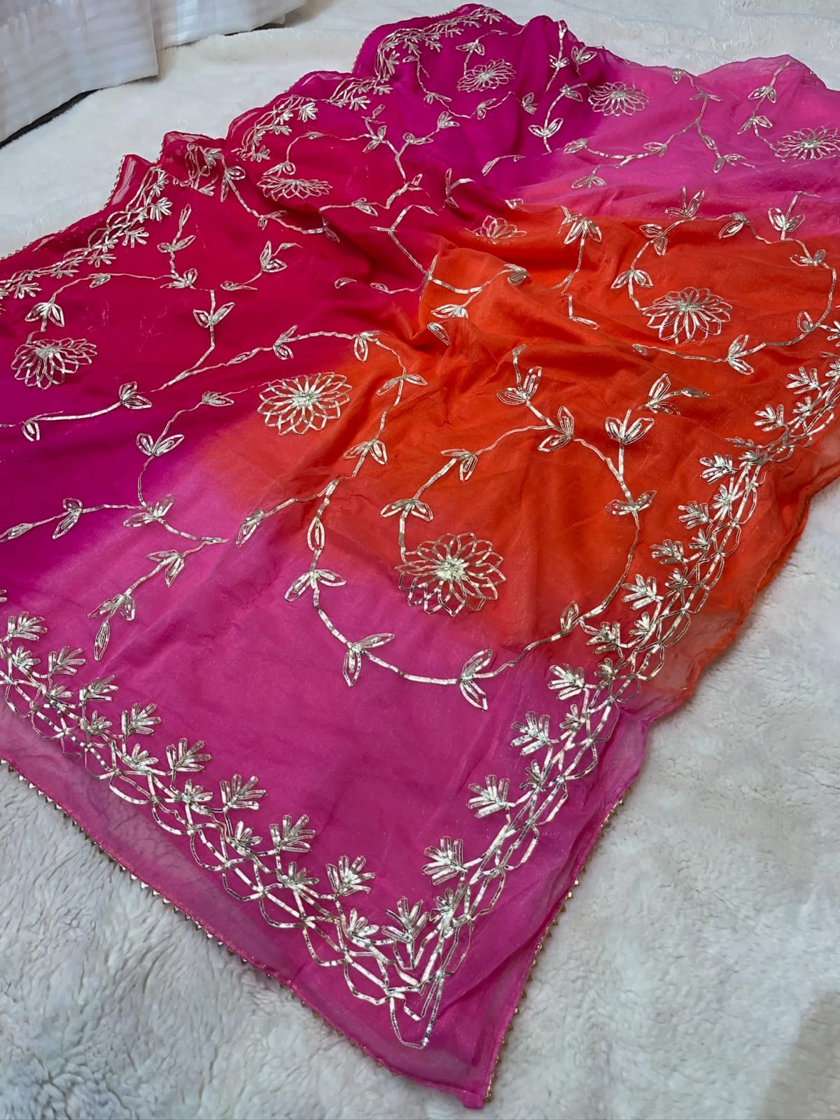 Chinon Chiffon Fabric Gotta Patti Work Saree – Elegant Festive Wear