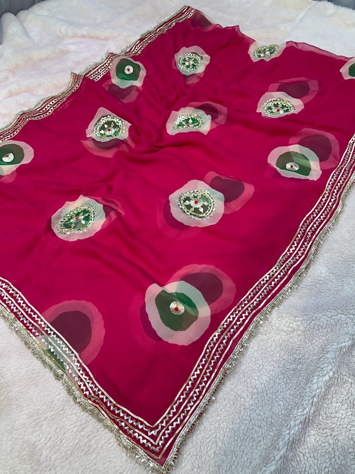 Chiffon Saree with Kaccha Gotta Work Border for Women