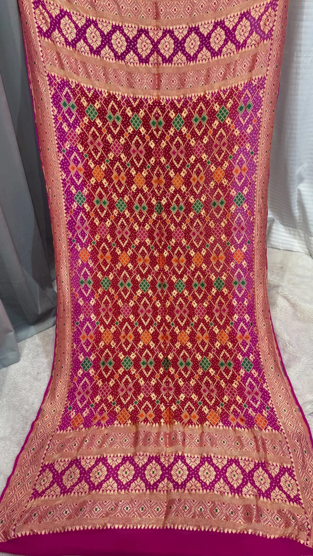 Authentic Khadi Georgette Fabric Dupatta with Bandhej Meena Zari Work in Two Colours