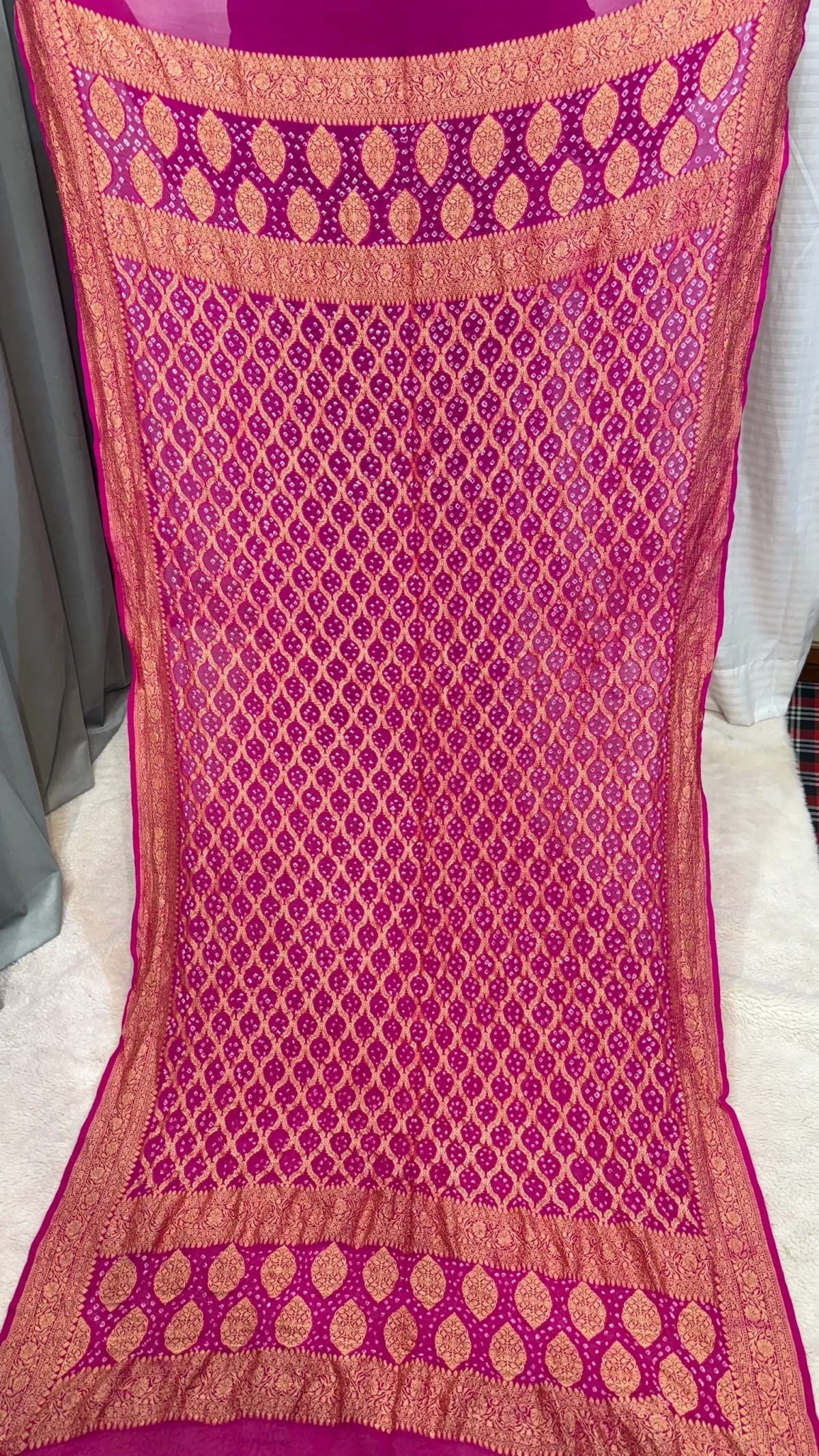 Ethnic Khadi Georgette Fabric Dupatta with Handcrafted Bandhej Zari Work in Two Colours