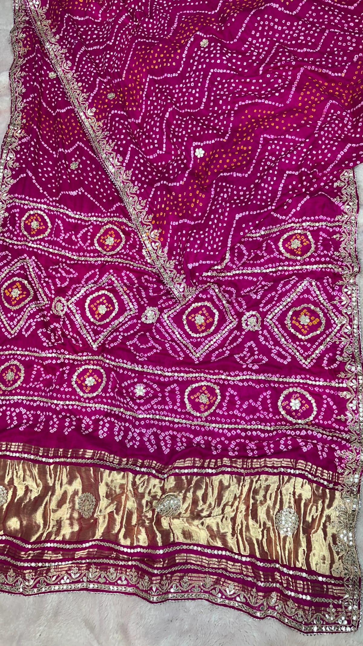 Jaipuri Pure Gaji Silk Saree with Full-Saree Zero Gota Patti Detailing