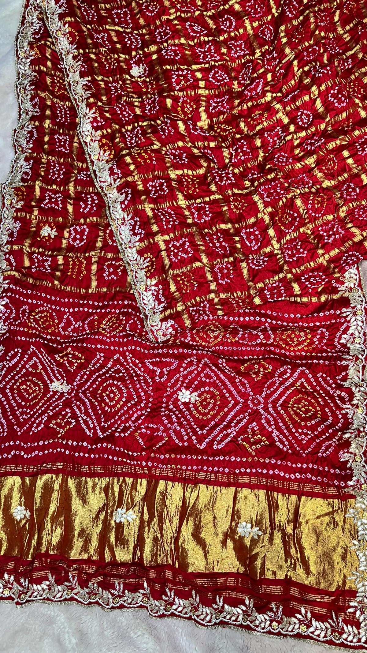 Semi Gaji Silk Saree with Detailed Kardana Patti Hand Embroidery