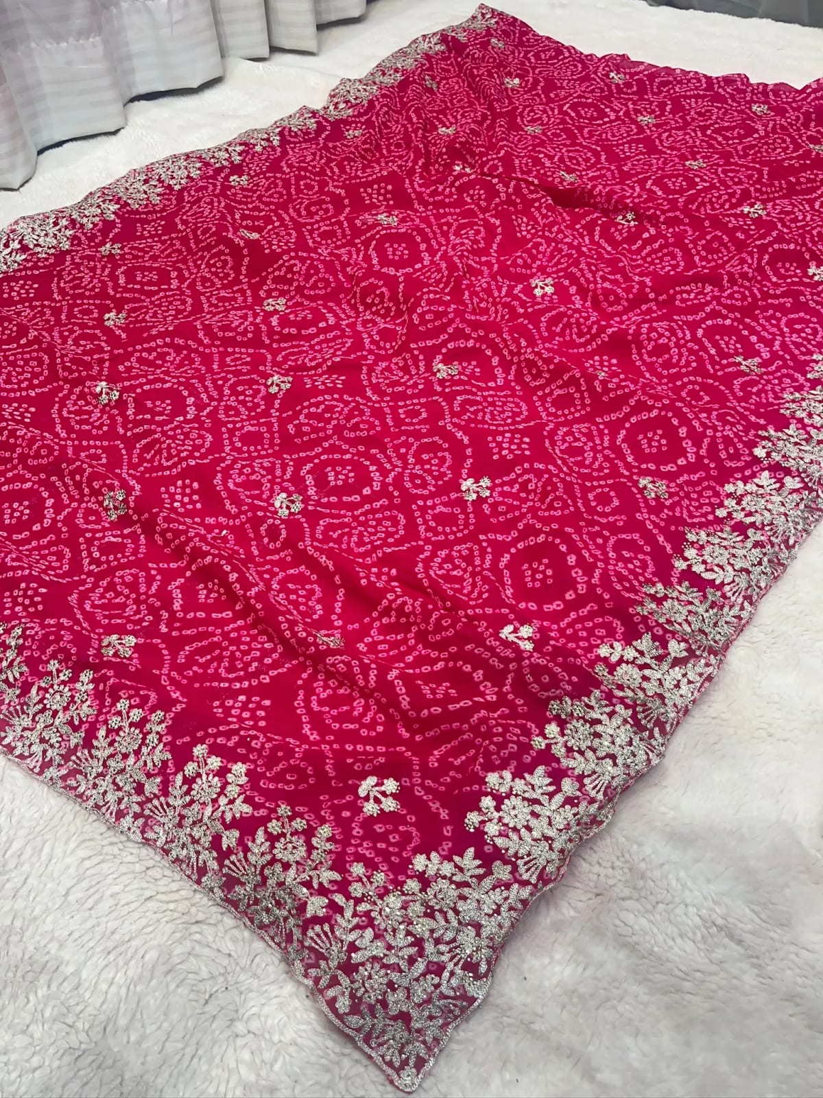 Premium Georgette Fabric Chundi Saree with Elegant Pittan Zari Work