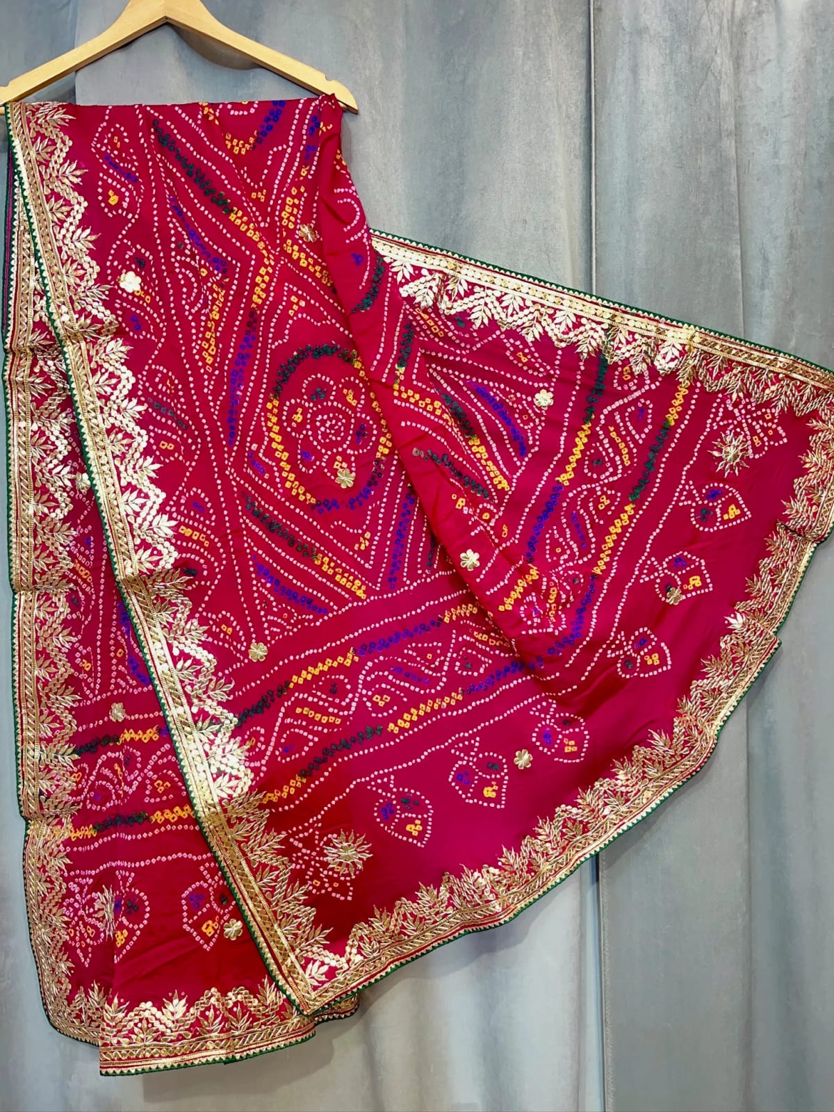 Handcrafted Pure Ojariya Fabric Dupatta Featuring Classic Gota Patti Design
