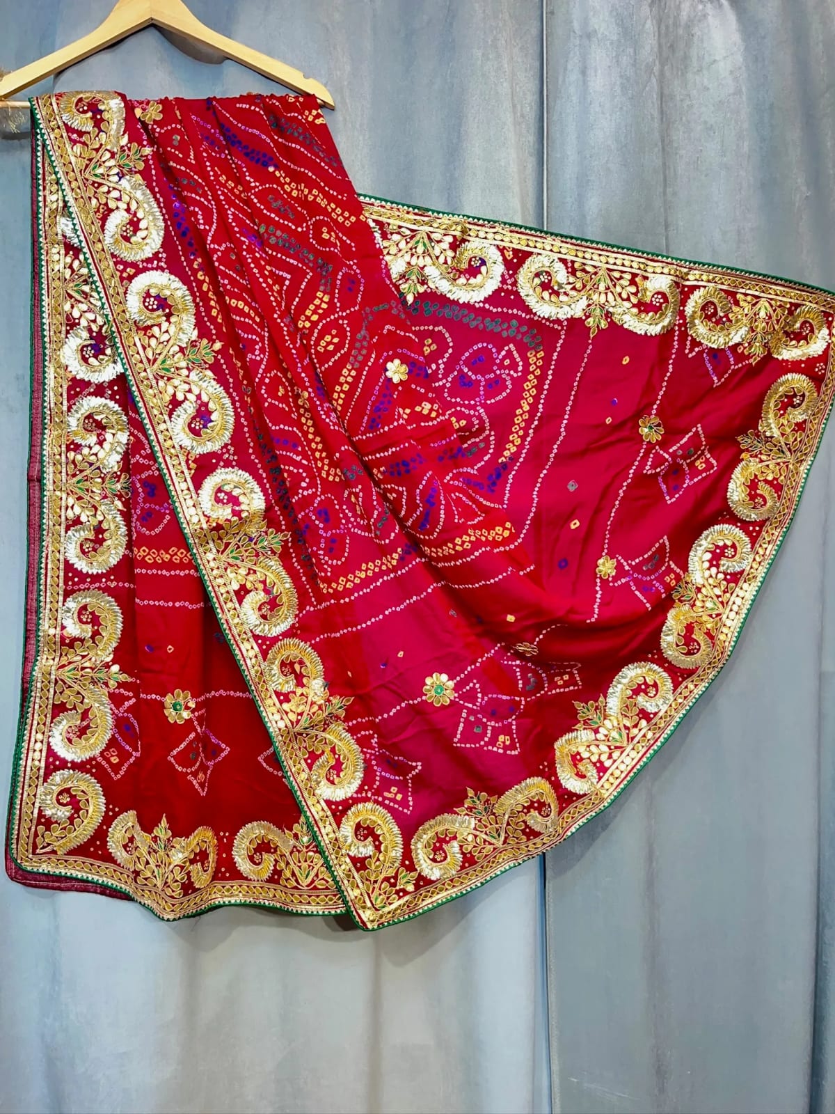 Traditional Pure Ojariya Fabric Dupatta with Authentic Gota Patti Work