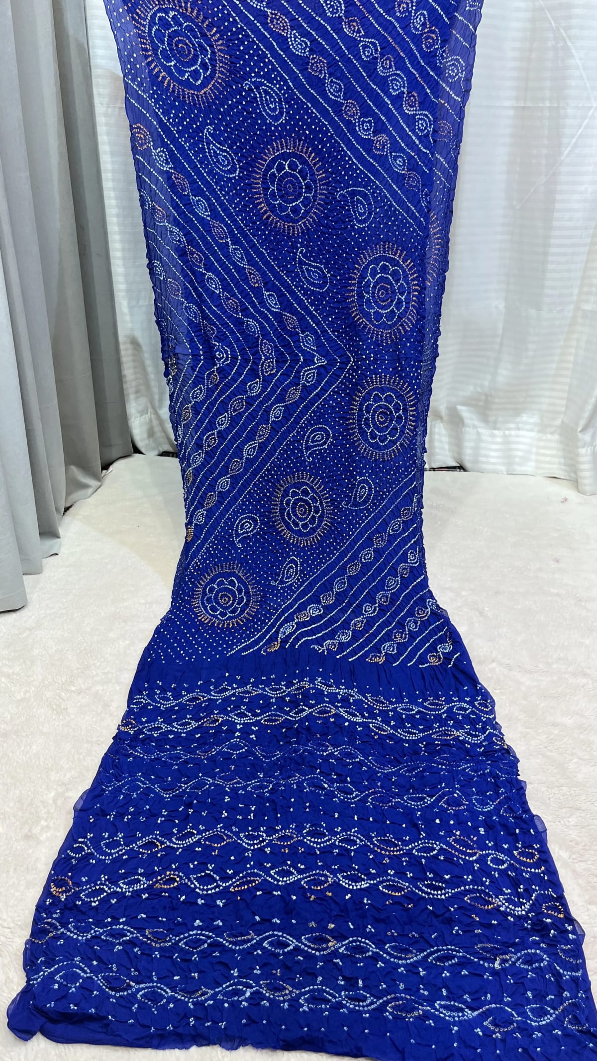 Classic Hand Bandhej Ojariya Saree in Pure Ojariya Crepe Fabric