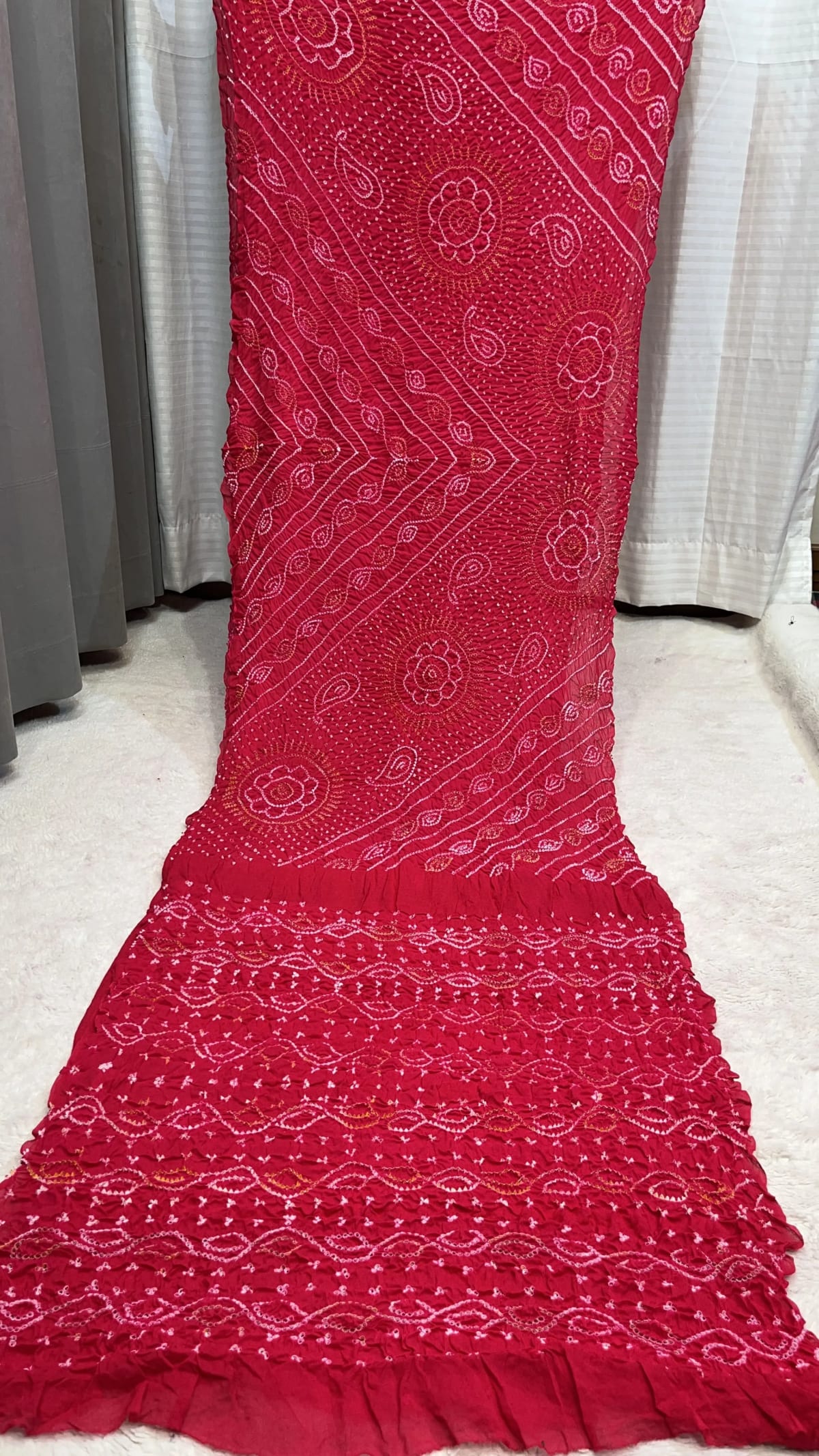 Classic Hand Bandhej Ojariya Saree in Pure Ojariya Crepe Fabric