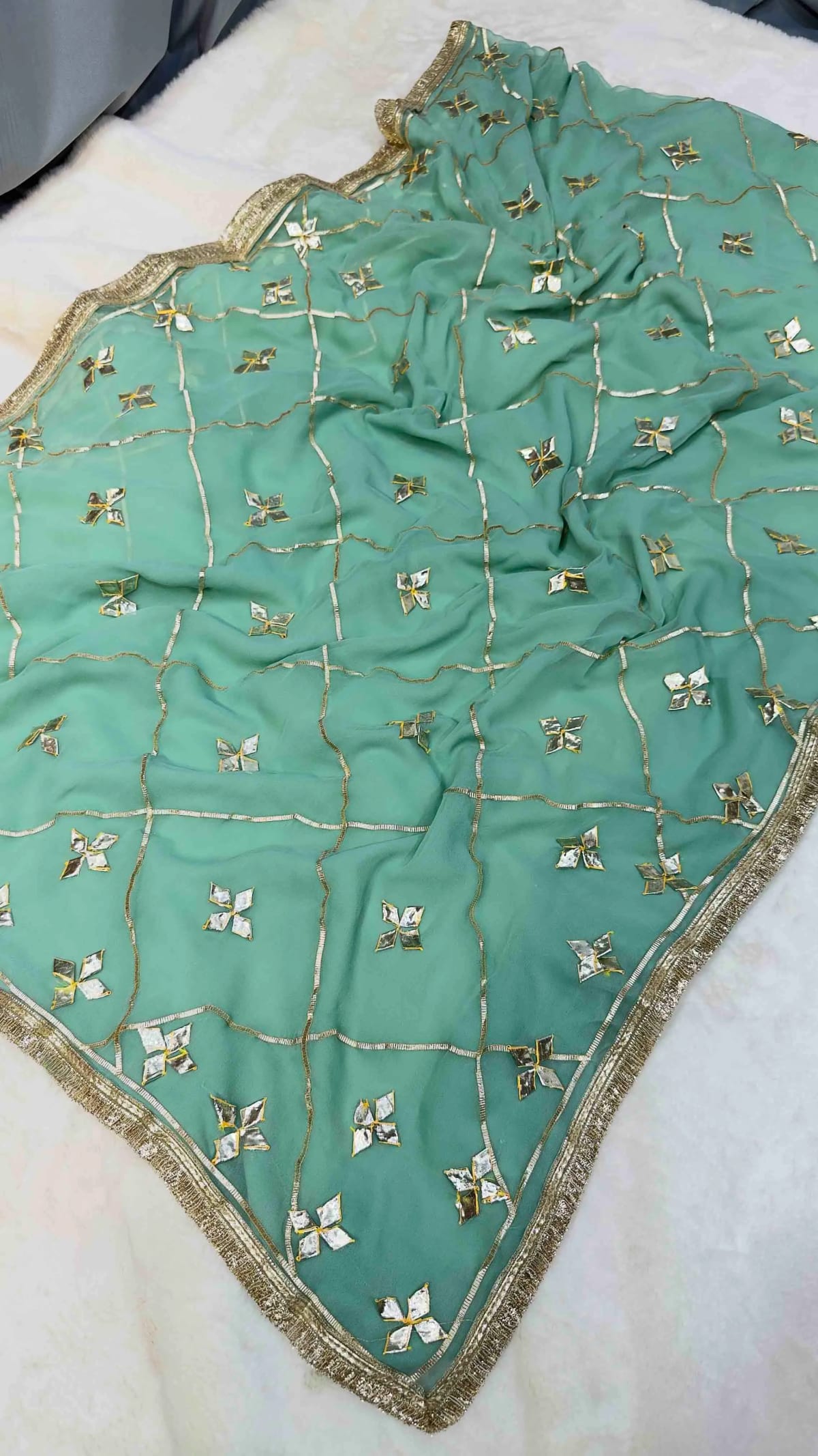 Traditional Kacha Gota Work Georgette Fabric Saree | Designer Festive & Wedding Wear