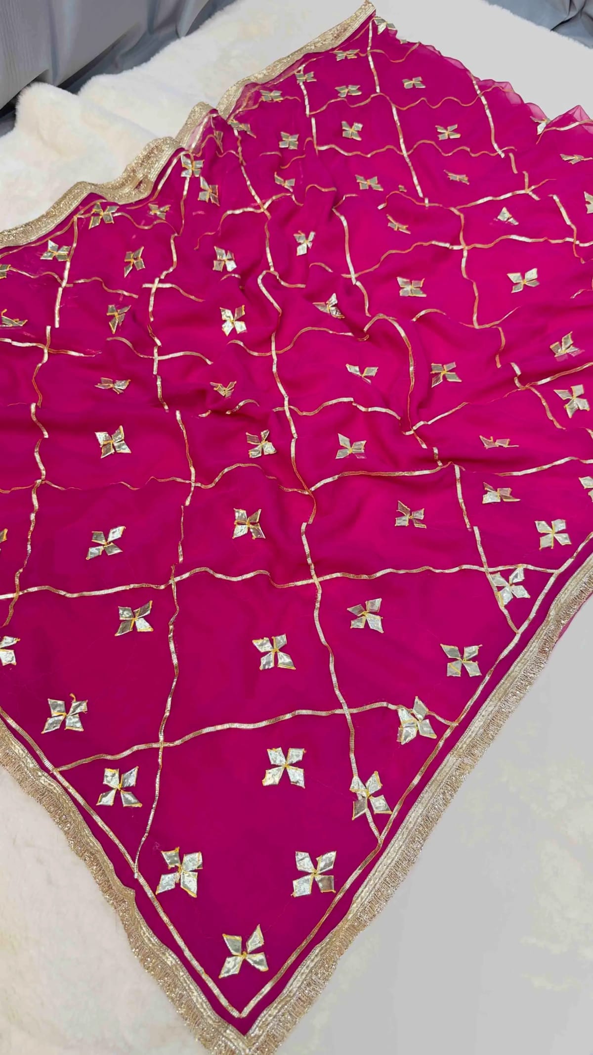 Traditional Kacha Gota Work Georgette Fabric Saree | Designer Festive & Wedding Wear