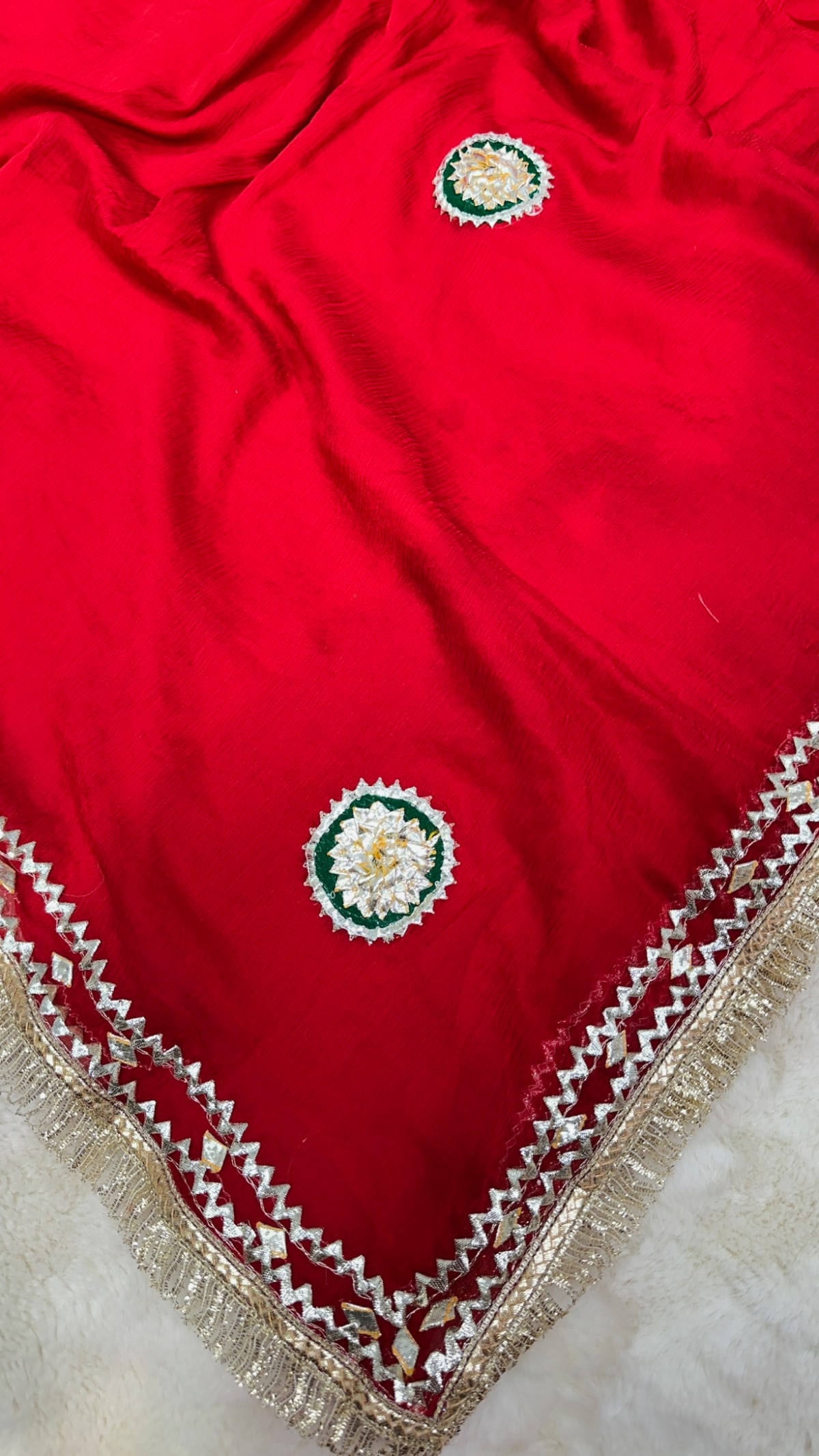 Elegant Designer Gotta Patti Saree in Raw Chiffon Fabric with Handmade Kacha Gotta Butta Work & Trending Border for Festive and Wedding Wear