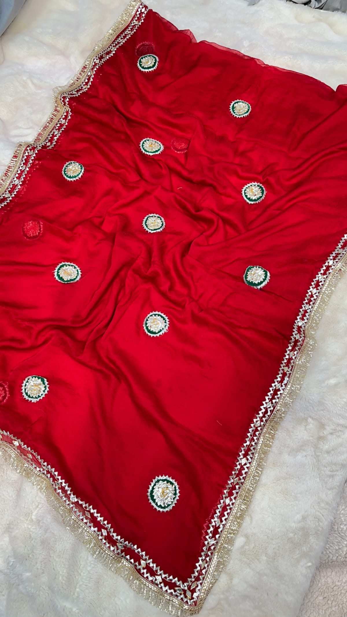 Elegant Designer Gotta Patti Saree in Raw Chiffon Fabric with Handmade Kacha Gotta Butta Work & Trending Border for Festive and Wedding Wear