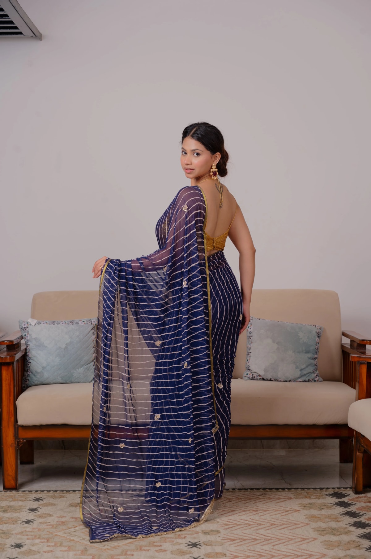 Pure Chiffon Fabric Lehariya Saree with Elegant Kardana Buti Work