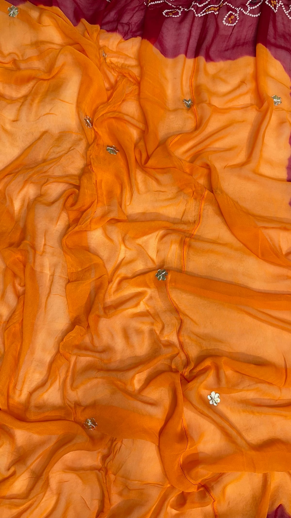 Classic Traditional Orange Pilla Odhna – Viscose Georgette Fabric Ethnic Dupatta with Handcrafted Gotta Patti Work