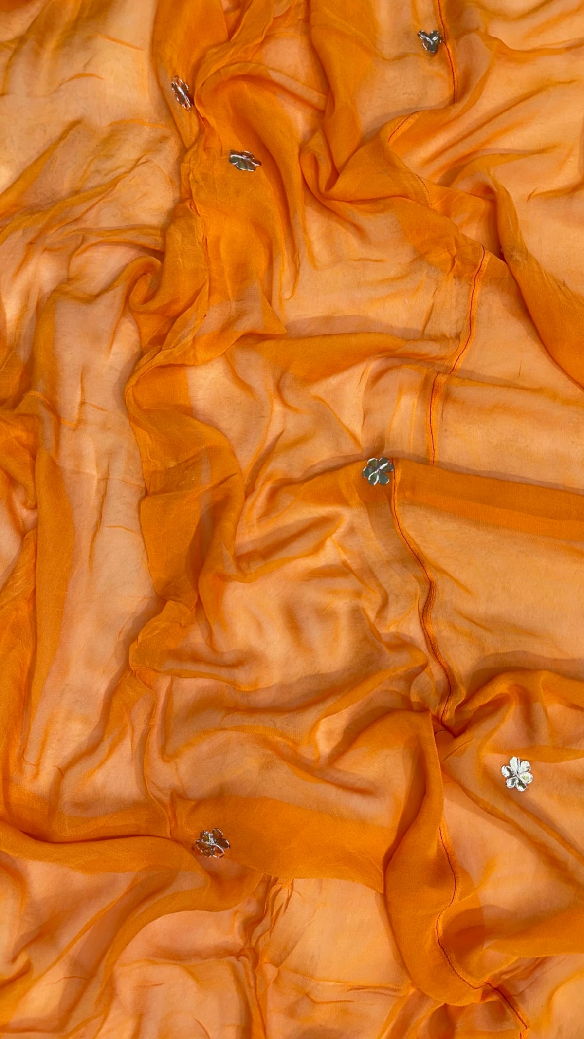 Classic Traditional Orange Pilla Odhna – Viscose Georgette Fabric Ethnic Dupatta with Handcrafted Gotta Patti Work